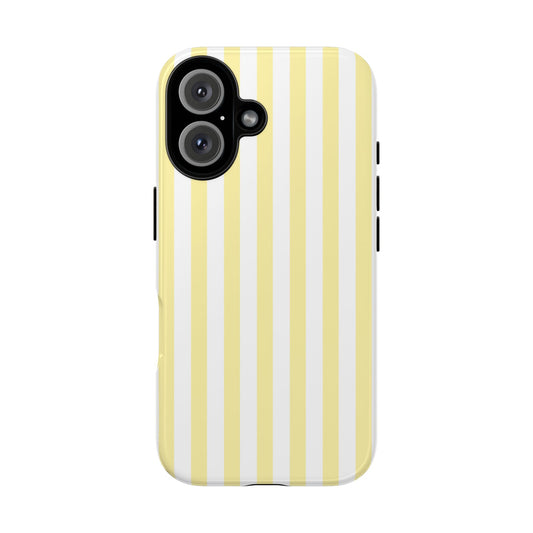 Take me to Capri Yellow and White Stripe Preppy Phone Case for iPhone and Samsung.