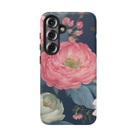 The Moody Blooms Blue and Pink Coquette Floral Phone Case for iPhone and Samsung