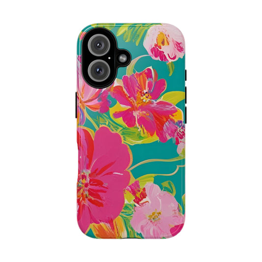 The Tropical Bloom Floral Preppy Pink Phone Case for iPhone and Samsung