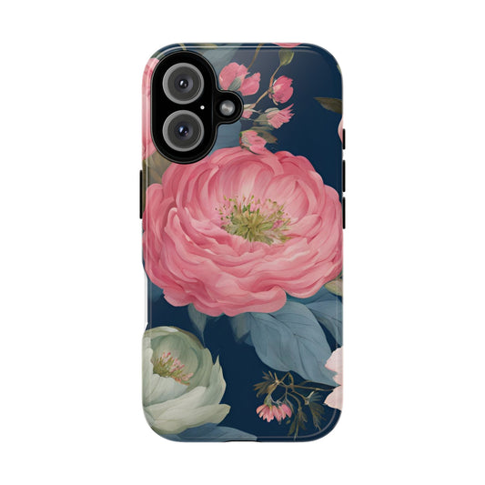 The Moody Blooms Blue and Pink Coquette Floral Phone Case for iPhone and Samsung