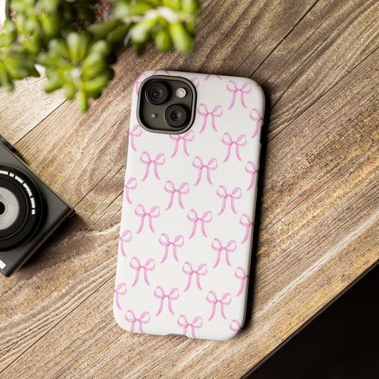 Girly Girl Preppy Soft Pink Bow Phone Case for iPhone and Samsung